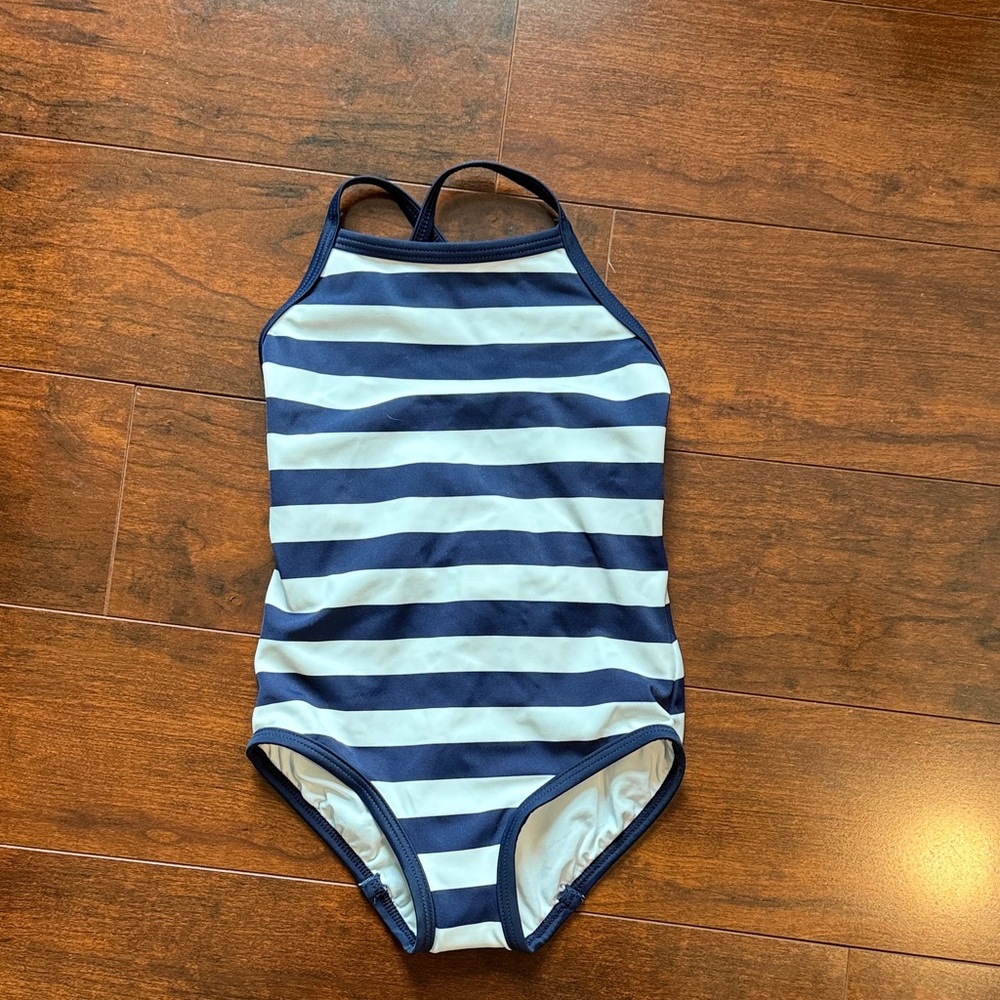 Hanna Andersson White Swimwear Tag with Navy Stitching